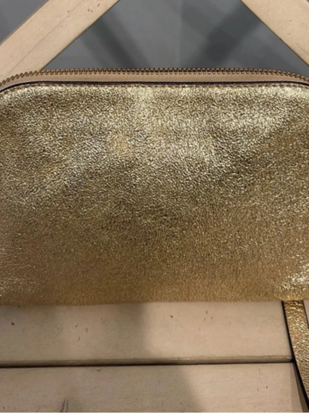 Tory Burch Metallic Gold Crossbody with Dove and Heart charms